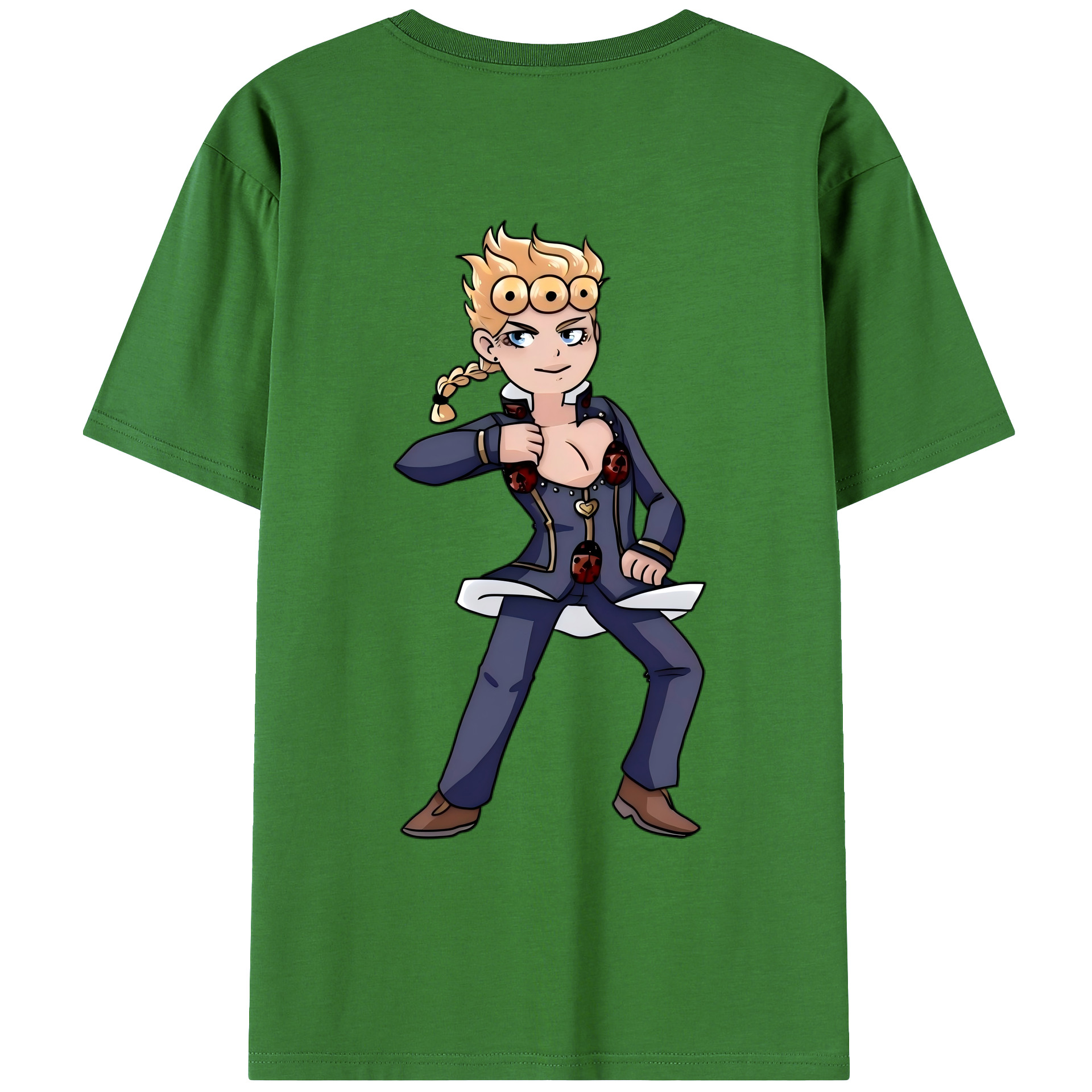 （画像用） ジョジョの奇妙な冒険 ジョルノ?ジョバァーナ JoJo's Bizarre Adventure Giorno Giovanna レディース半袖Tシャツ(バックプリント)